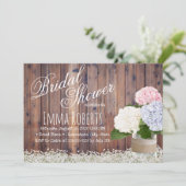 Invitation Rustic Hydrangea Jar Fête des mariées de respirati (Debout devant)