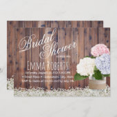 Invitation Rustic Hydrangea Jar Fête des mariées de respirati (Devant / Derrière)