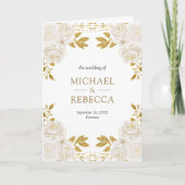 Invitation Rustic Ivory Floral Gold Glitter QR Code Wedding (Devant)