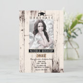 Invitation Rustic Ivory Grange Wood Graduation Photo Party (Debout devant)