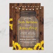 Invitation Rustic Jar fête d'anniversaire Wood Sunflower Invi (Devant / Derrière)