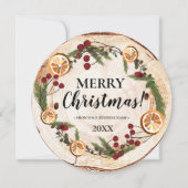 Invitation Rustic Joyeux feuillage de Noël logo d'entreprise (Devant)