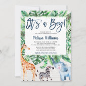Invitation Rustic Jungle Safari Animaux Garçon Baby shower (Devant)