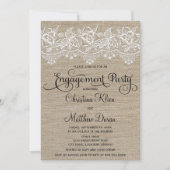 Invitation Rustic Jute et Lace Engagement Party (Devant)