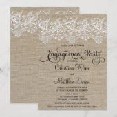 Invitation Rustic Jute et Lace Engagement Party (Devant / Derrière)