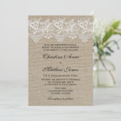 Invitation Rustic Jute et Mariage de dentelle (Debout devant)