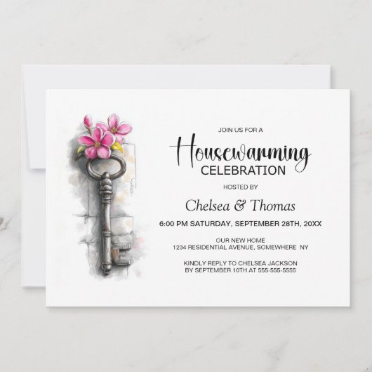 Invitation Rustic Key Housewarming Party (Devant)