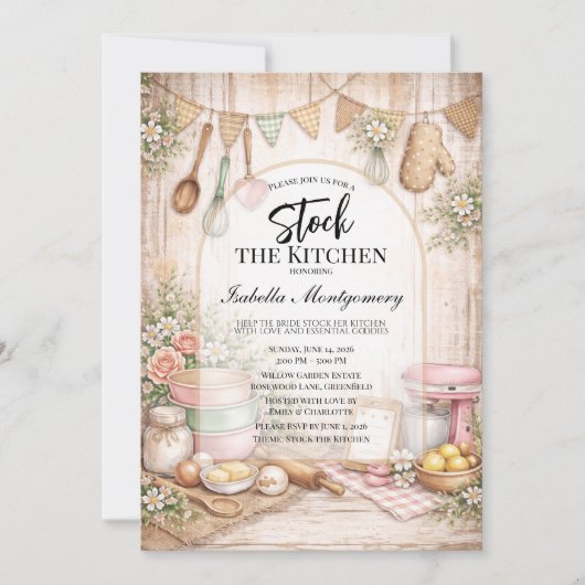 Invitation Rustic Kitchen Themed Bridal Shower (Devant)