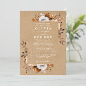 Invitation Rustic Kraft Automne automne Mariage floral (Debout devant)