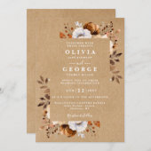 Invitation Rustic Kraft Automne automne Mariage floral (Devant / Derrière)