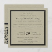 INVITATION RUSTIC KRAFT BLACK DAMASK ÉVÉNEMENT CLASSIQUE D'AT (Devant / Derrière)