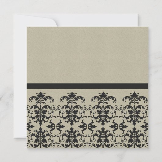 INVITATION RUSTIC KRAFT BLACK DAMASK ÉVÉNEMENT CLASSIQUE D'AT (Dos)