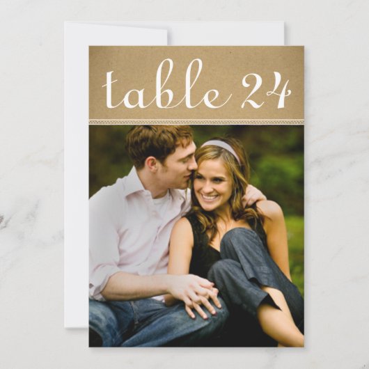 Invitation Rustic Kraft Brown Mariage Numéro de la table de p (Devant)