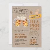 Invitation Rustic Kraft Cheers & Beers Diaper Party (Devant)