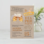 Invitation Rustic Kraft Cheers & Beers Diaper Party (Debout devant)