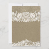 Invitation Rustic Kraft Dentelle Fermière Douze ans annivers (Dos)