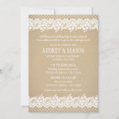 Invitation Rustic Kraft et dentelle Mariage répétition et dîn (Devant)
