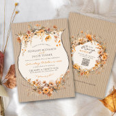 Invitation Rustic Kraft Fall Floral Autumn Leaf Brown Wedding