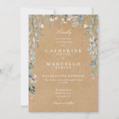 Invitation Rustic Kraft Fleur sauvage Floral Photo Mariage (Devant)
