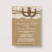 Invitation Rustic Kraft & Lace Horseshoe Bachelorette Party