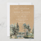 Invitation Rustic Kraft Lake Forest Woodland Mariage photo (Devant)