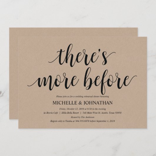 Invitation Rustic Kraft Mariage Dîner de répétition Invitatio (Devant / Derrière)