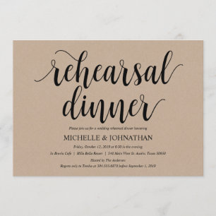 Invitation Rustic Kraft Mariage Dîner de répétition Invitatio
