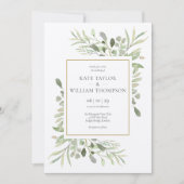 Invitation Rustic Kraft Mariage Feuille de verdure (Devant)
