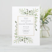 Invitation Rustic Kraft Mariage Feuille de verdure (Debout devant)