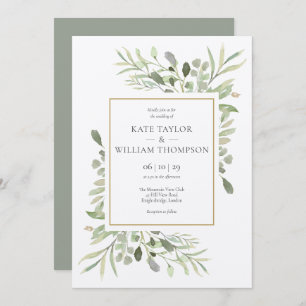 Invitation Rustic Kraft Mariage Feuille de verdure