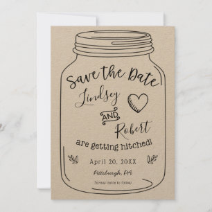 Invitation Rustic Kraft Mason Jar Enregistrer la date