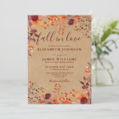 Invitation Rustic Kraft Tombe Dans L'Amour Automne Floral Mar (Debout devant)