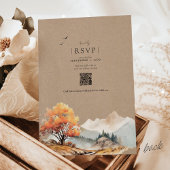 Invitation Rustic Kraft Watercolor Fall Tree Mountain Wedding