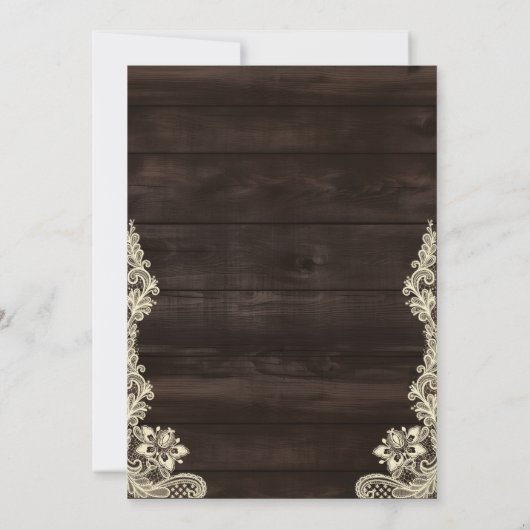 Invitation Rustic Lace Dark Wood Just Love Script Wedding (Dos)