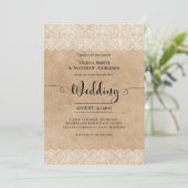 Invitation Rustic Lace Farmhouse Pays Barne Mariage (Debout devant)