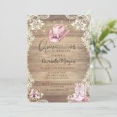 Invitation Rustic Lace,Lights Cowgirl Boots Hat Quinceañera (Debout devant)