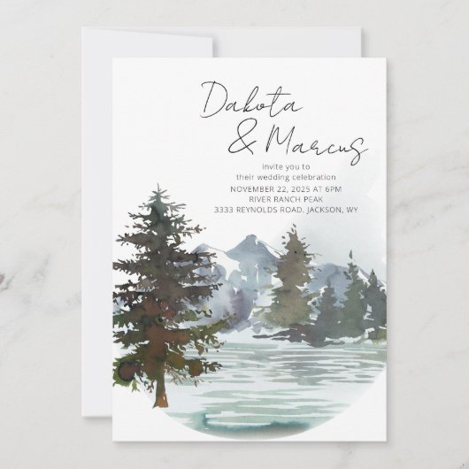 Invitation Rustic Lake Forest Mountain Destination Mariage (Devant)