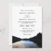 Invitation Rustic Lake Reflections Lakeside QR Code Wedding (Devant)