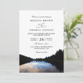 Invitation Rustic Lake Reflections Lakeside QR Code Wedding (Debout devant)