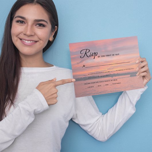 Invitation Rustic Lake Sunset Lakeside Wedding Invite ©