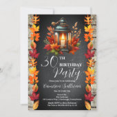 Invitation Rustic Lantern et Feuille Automne 30e fête d'anniv (Devant)