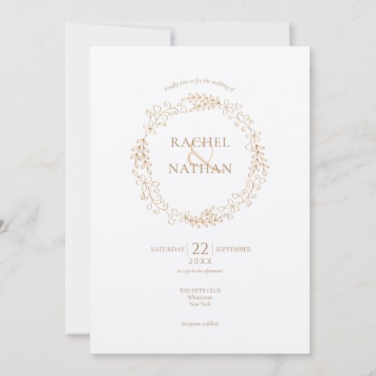 Invitation Rustic Laurel Garland Mariage (Devant)