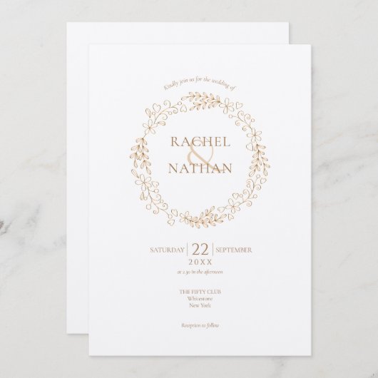 Invitation Rustic Laurel Garland Mariage (Devant / Derrière)