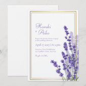 Invitation Rustic Lavender Double Line Frame Border Wedding (Devant / Derrière)