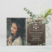 Invitation Rustic Law School Photo Graduation Party (Debout devant)