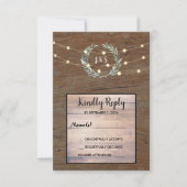 Invitation Rustic leaves wood string lights Wedding RSVP  (Devant)
