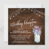 Invitation Rustic Lights Fleurs sauvages en Jar Mariage Récep (Devant)