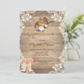 Invitation Rustic Lights Lace Cowboy Hat Boots Quinceañera (Debout devant)