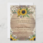 Invitation Rustic Lights,Lace Sunflowers Sweet 16 Party (Devant)