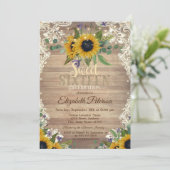 Invitation Rustic Lights,Lace Sunflowers Sweet 16 Party (Debout devant)